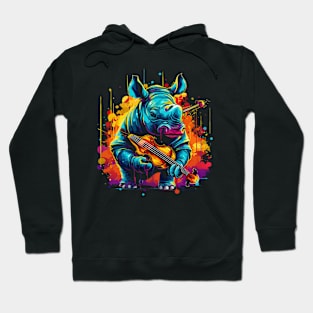 Rhinoceros Playing Violin Hoodie